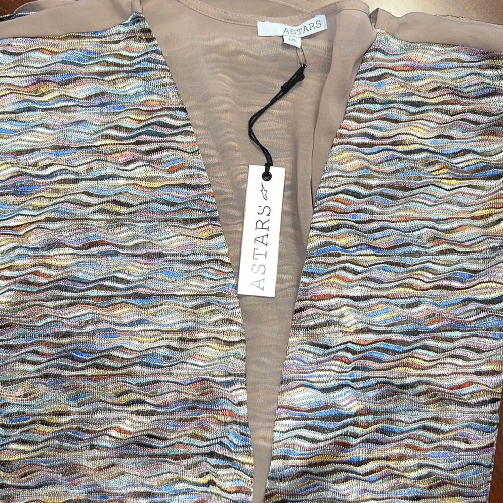 ASTARS Gypset Woven Warecolor Sheer Back KIMONO New NWT One Size Daily Look